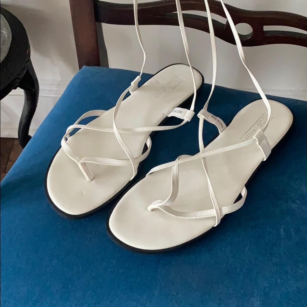 Asos faux leather white lace up sandals - size 9